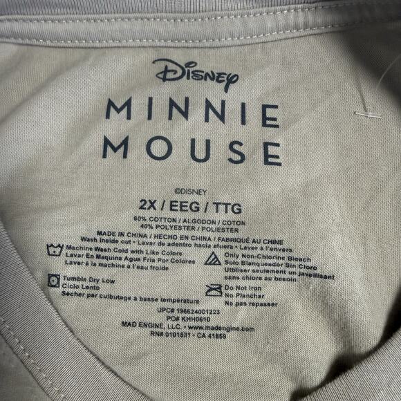 Disney Minnie Mouse Graphic T-Shirt Womens 2X Dark Tan - Picture 6 of 6